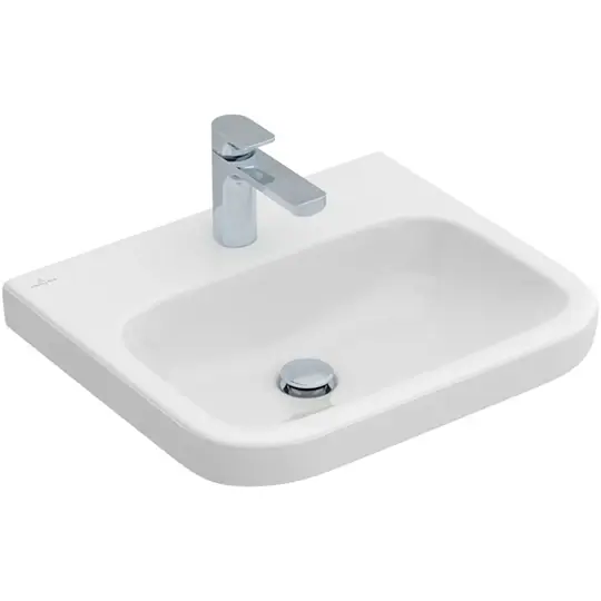 Szezonális akció Villeroy Architectura mosdó 55x47cm négyszög, 3 csaplyukfurattal, középső csaplyukfurat kiütve,túlfolyó nélkül,fehér