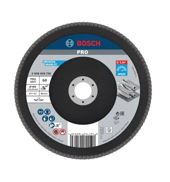 Bosch - Lamellás csiszolótárcsa acélhoz, P60, átmérő 180 mm 2608606738 Végkiárusítás