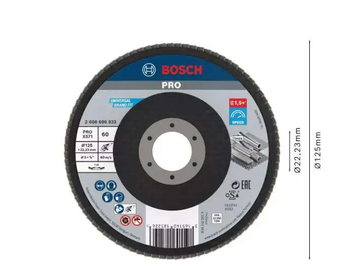 Korlátozott ajánlat Bosch - Lamellás csiszolótárcsa acélhoz, P60, átmérő 125 mm 2608606923
