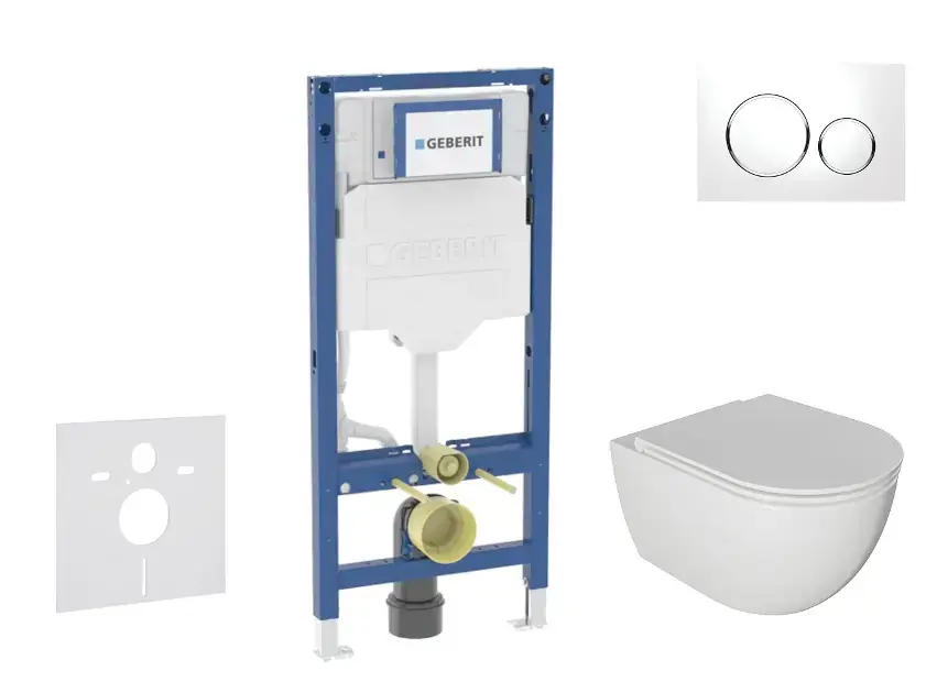 Szuper akció Geberit Duofix - Előfali szerelőkészlet, Oudee WC és softclose ülőke, Sigma20 vezérlőgomb, fehér/króm SANI11CA3114B