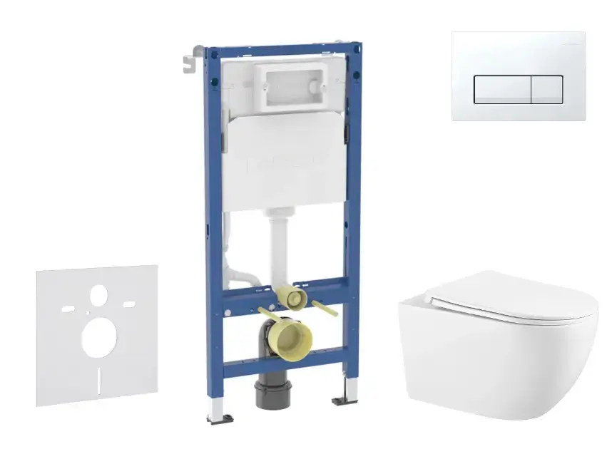 Geberit Duofix - Előfali szerelő készlet, Gaia WC és softclose ülőkével, Delta50, vezérlőgomb, alpesi fehér SANI11CA3144B Szuper akció