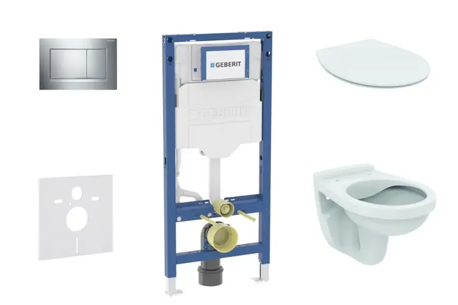 Újdonság Geberit Duofix - Előfali szerelő készlet, Alpha WC és softclose ülőke, Sigma20 vezérlőgomb, króm SANI11CD1105