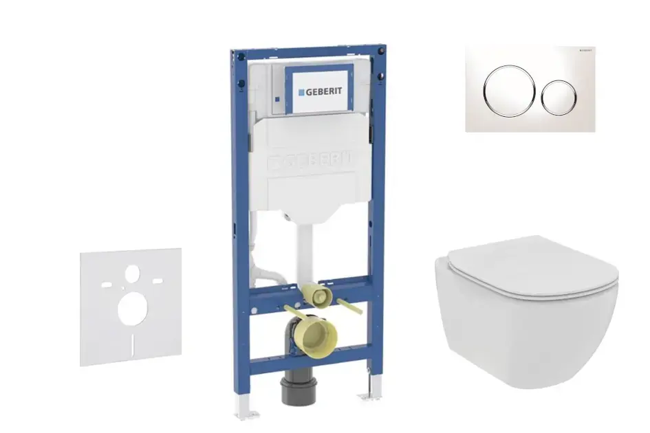 Geberit Duofix - Előfali szerelőkészlet, Tesi WC és softclose ülőke, Sigma20 vezérlőgomb, fehér/króm SANI11CD3111 Expressz kézbesítés