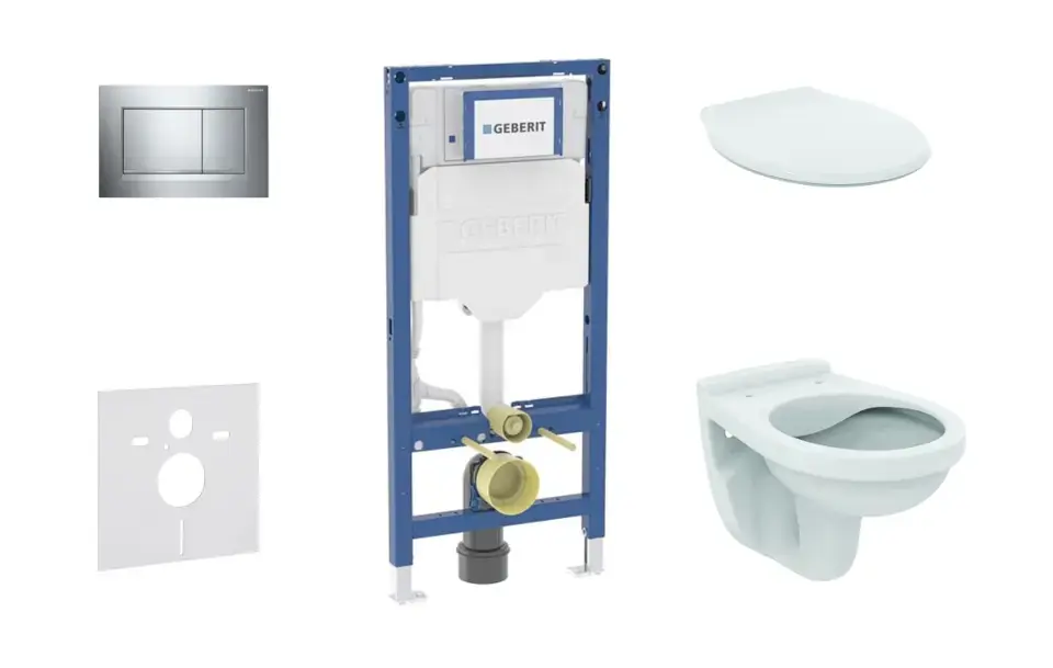 Geberit Duofix - Előfali szerelő készlet, Alpha WC és ülőke, Sigma20 vezérlőgomb, króm SANI11CD1129 Szezonális akció