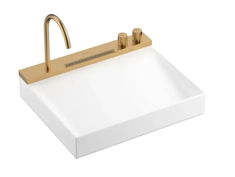 Legnépszerűbb Hansgrohe Avalegra - Mosdókagyló 58x48 cm, termosztatikus csapteleppel és zuhannyal, 2 fúvókával, túlfolyó nélkül, csiszolt bronz 22472140