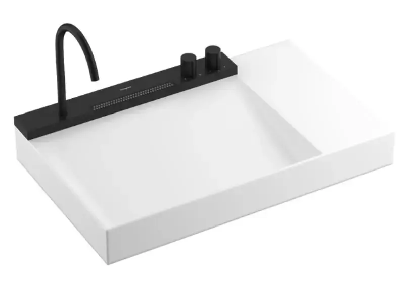 Expressz kézbesítés Hansgrohe Avalegra - Mosdókagyló 78x48 cm, termosztatikus csapteleppel és zuhannyal, 2 fúvókával, túlfolyó nélkül, matt fekete 22473670
