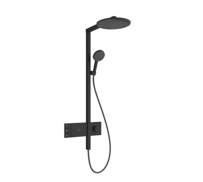 Azonnali szállítás Hansgrohe Raindance Alive S - Zuhanyszett termosztáttal, átmérő 30 cm, 3 vízsugár, EcoSmart, matt fekete 24596670