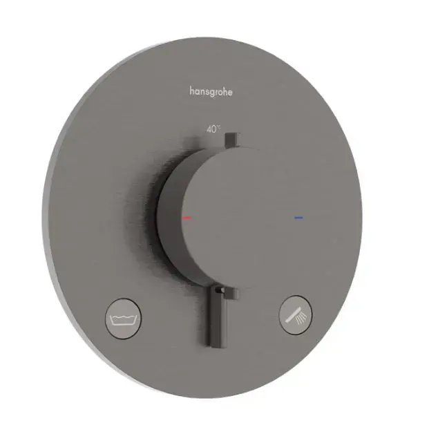 Akciós ár Hansgrohe Ecostat Comfort S - Termosztatikus csaptelep, falsík alatti beépítéshez, 2 készülékhez, csiszolt fekete króm 33718340