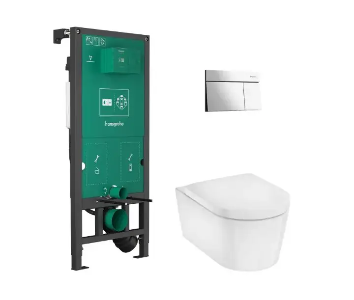 Outlet Hansgrohe EluPura S - Előfali szerelési készlet, EluPura S WC és SoftClose ülőke, iFrame Element E gomb, króm 60303000