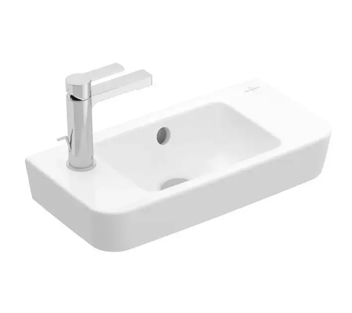 Expressz kézbesítés Villeroy & Boch O.novo - Mosdókagyló Compact 500x250 mm, túlfolyóval, 1 csapfurat balra, alpesi fehér 4342L501