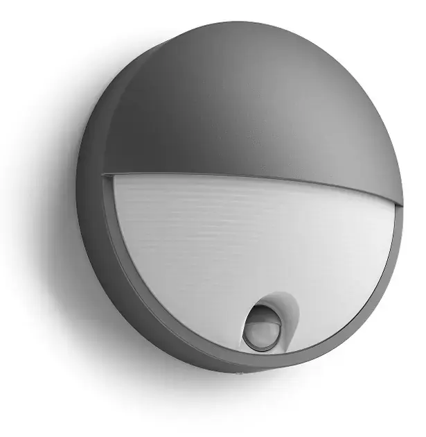 Philips myGarden - Falra szerelhető kültéri LED-es lámpatest, 21 cm átmérőjű, 2700 K, 6 W, érzékelővel, antracit színű 915005193001 Ne maradj le