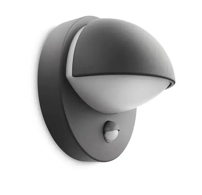 Philips myGarden - Falra szerelhető kültéri LED-es lámpatest, 20 cm átmérőjű, E27, érzékelővel, antracit színű 915002146003 Azonnali szállítás