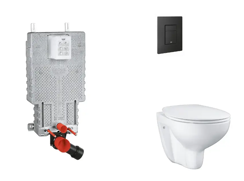 Újdonság Grohe Uniset - Készlet fali beépítéshez, WC, SoftClose ülőkével és Even gombbal, phantom black SANI15BB5101