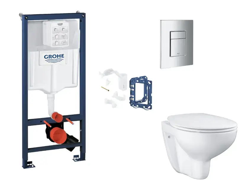 Grohe Rapid SL - Készlet fali beépítéshez, WC ülőke, SoftClose ülőke, Skate Cosmopolitan gombok és bedobható tabletta készlet, króm SANI11BB2133 Árcsökkenés