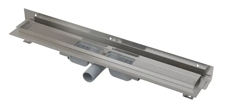 Alca - Zuhanyzó vályú falra alacsony 850 mm, teljes rácsos peremmel és falhoz rögzített gallérral, rozsdamentes acélból készült APZ116-850 Legnépszerűbb