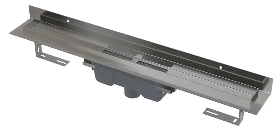 Különleges ajánlat Alca - Zuhanyzókád fal 650 mm, a falhoz rögzített gallérral, függőleges lefolyóval, rozsdamentes acélból APZ1016-650