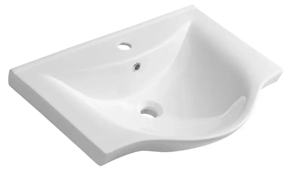 Aqualine Zara - Bútor mosdókagyló 645x460 mm, túlfolyóval, csapfurattal, fehér színben 10065 Prémium
