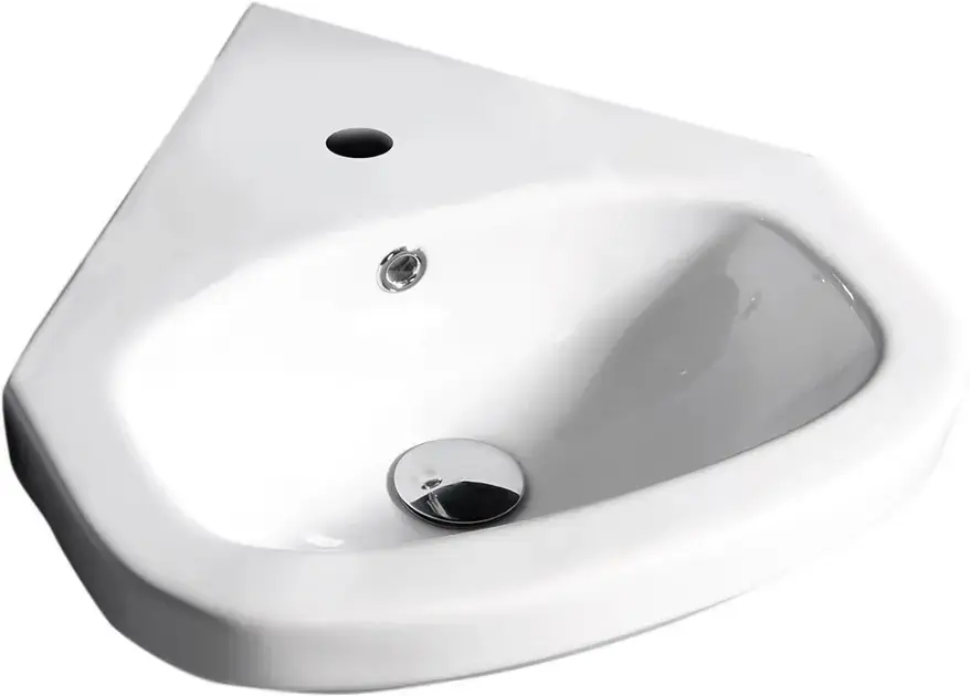 Aqualine Vitroya - Sarok mosdókagyló 460x460 mm, túlfolyóval, csapfurattal, fehér színben VT145 Biztonságos fizetés