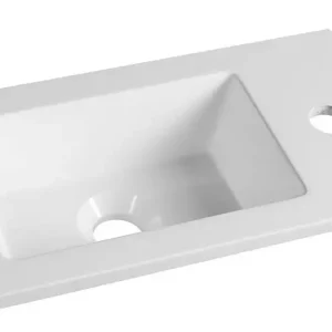 Akciós ár Aqualine - Bútor mosdókagyló 400x220 mm, túlfolyó nélkül, keverőnyílással, fehér színű LM420