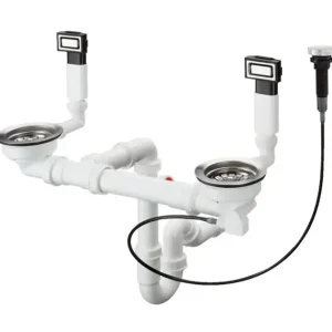 Hansgrohe - Automatikus vízelvezető és túlfolyó készlet dupla mosogatóhoz, rozsdamentes acélból 43932800 Vedd meg online