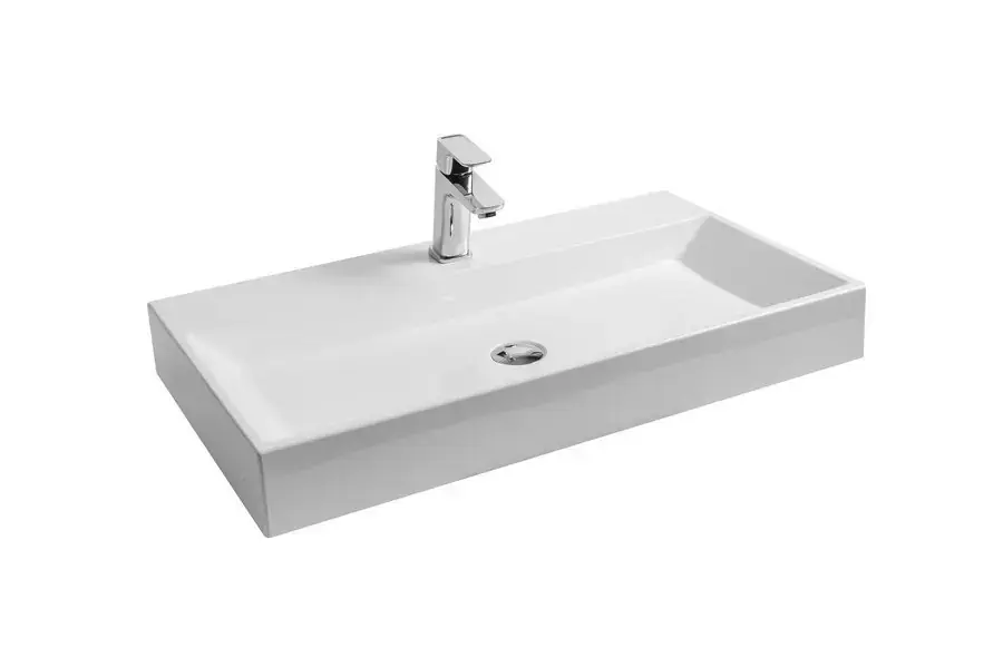 Olcsóbb Ravak Natural - Mosdókagyló 800x450 mm, túlfolyó nélkül, csapfurattal, fehér színű XJO01280000