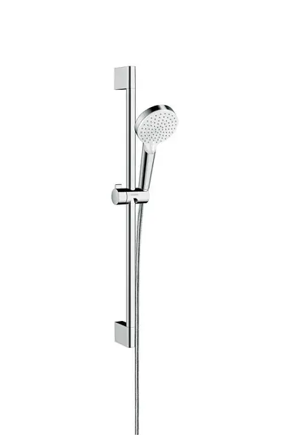 Hansgrohe Crometta - Zuhanyfej szett, 2 fúvókával, rúddal és tömlővel, zöld 6 l/min, fehér/króm 26555400 Gyors kiszállítás
