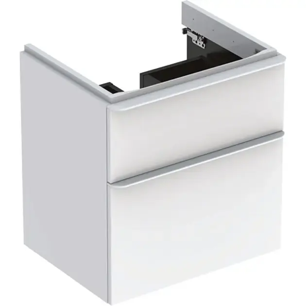 Geberit Smyle Square - Mosdószekrény, 584x470x617 mm, 2 fiókos, fényes fehér/matt fehér 500.352.00.1 Legnépszerűbb