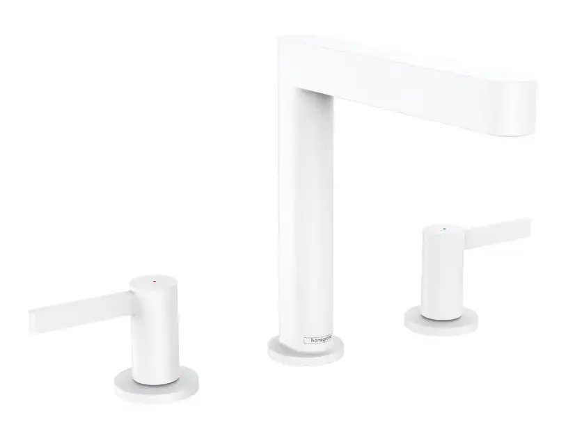 Azonnali szállítás Hansgrohe Finoris - Kagylókeverő 160, 3 lyukú beépítés, Push-Open kiöntővel, EcoSmart, matt fehér 76034700